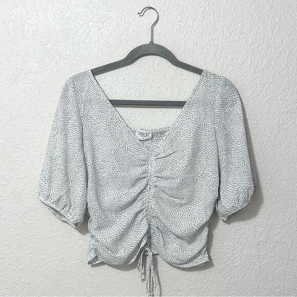 Sienna Sky ruched blouse white polka dots size medium - Picture 1 of 16